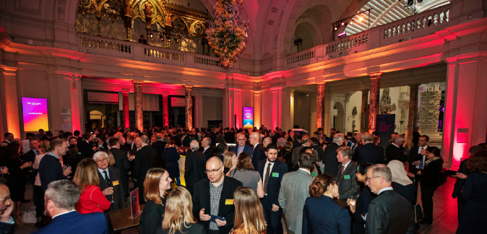 A busy drinks reception at the V and A