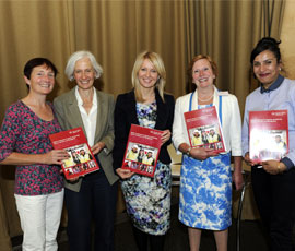 left to right: Kath Moore, WiC Project Manager; Tessa Wright, CRED; Minister of State for Employment, Esther McVey; Judy Lowe, Deputy Chairman of CITB; Ranjit Samra, WiC Project Manager