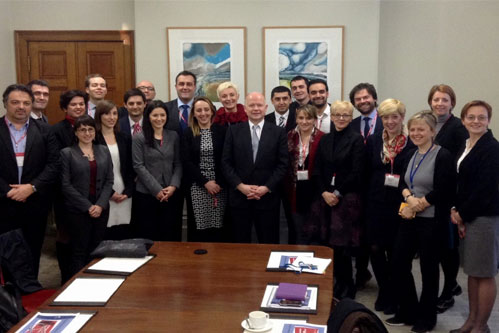 Fellows at the Foreign and Commonwealth Office with the UK Foreign Secretary, William Hague