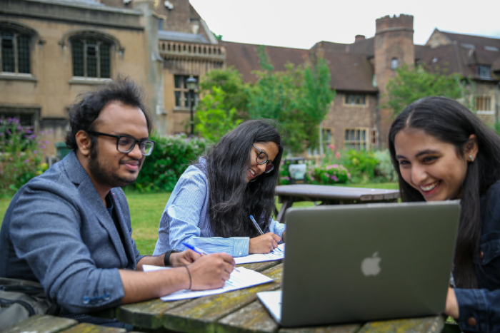 Students studying outside