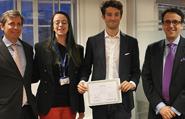 Alexander de Daranyi (Sanofi), Dr Costanza Russo (CCLS), Andrea Vassia (Winner) and Professor Rodrigo Olivares-Caminal (CCLS)