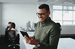 Stock image of a man looking at a report