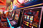 A row of slot machines at a British casino.