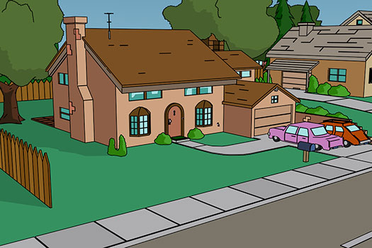 A fan art recreation of the Simpsons house