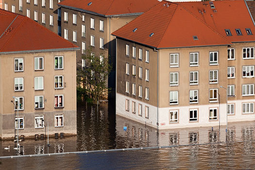 Flooded apartment complexes