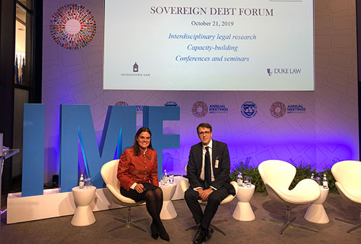 Rosa Lastra and Rodrigo Olivares-Caminal at the launch of the Sovereign Debt Forum