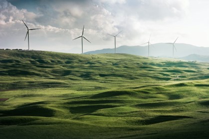 Wind turbines on a hill