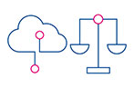 A cloud sat next to a pair of scales