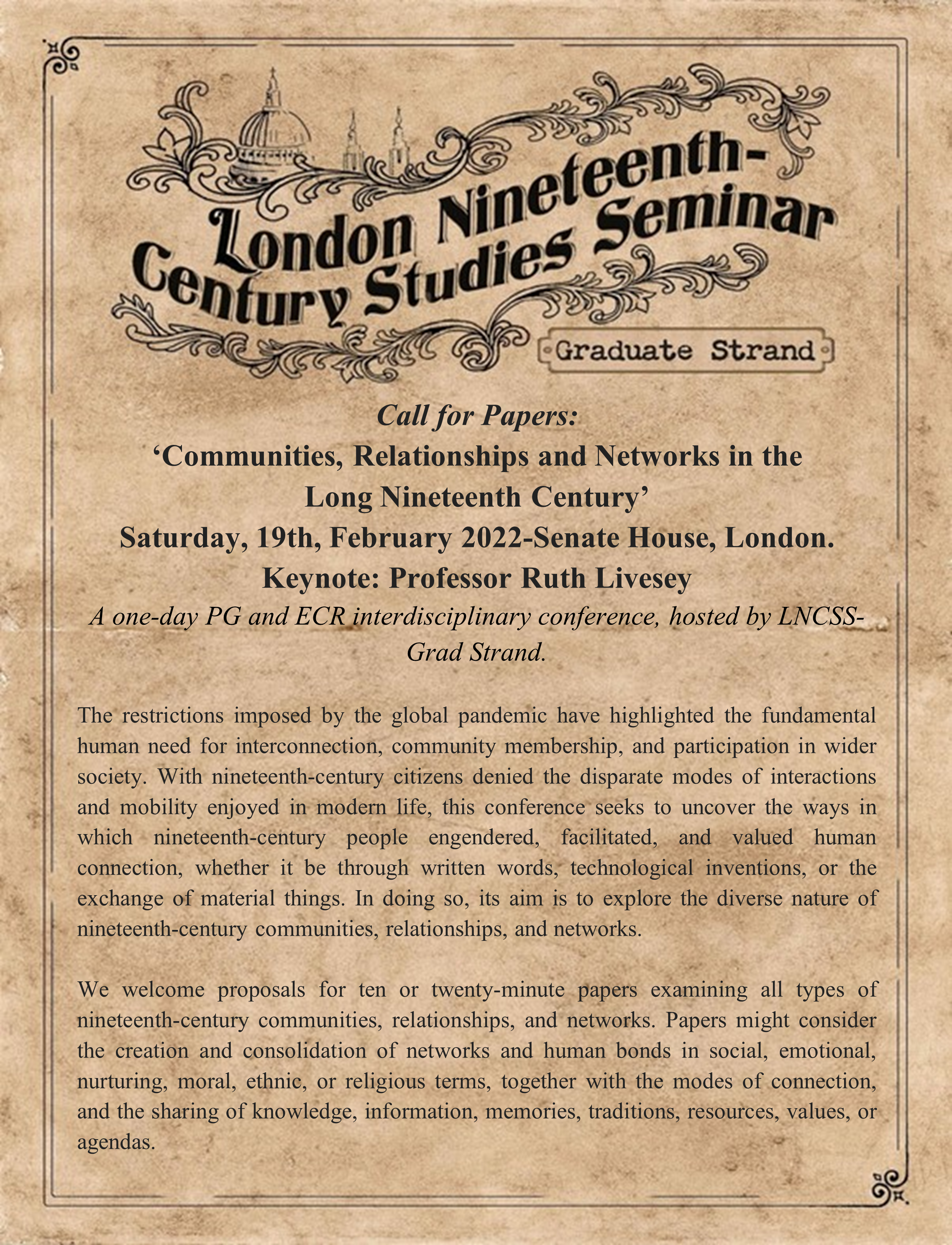 Communities, Relationships and Networks in the Long Nineteenth Century Conference InformationPoster