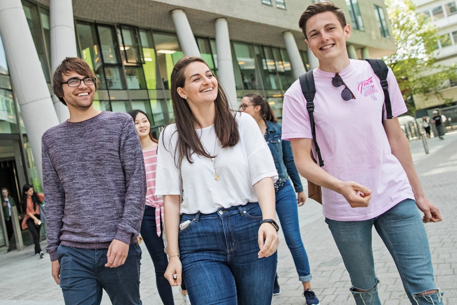 Students walking