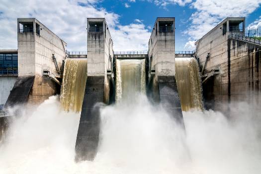 Water running in out of a hydro-electric power plant