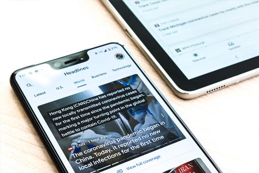 News mobile and tablet on screen