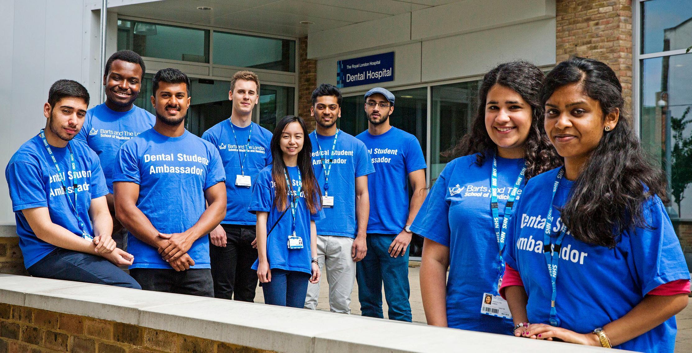 students standing in front of the dental hospital in Whitechapel