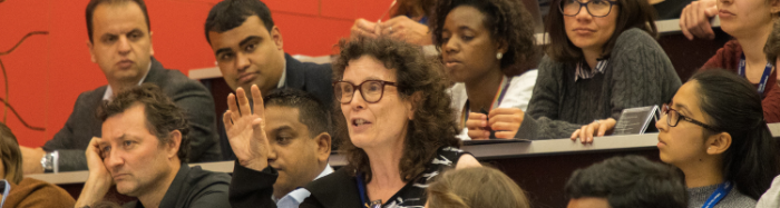 A picture of an audience in a lecture theatre at a staff welcome