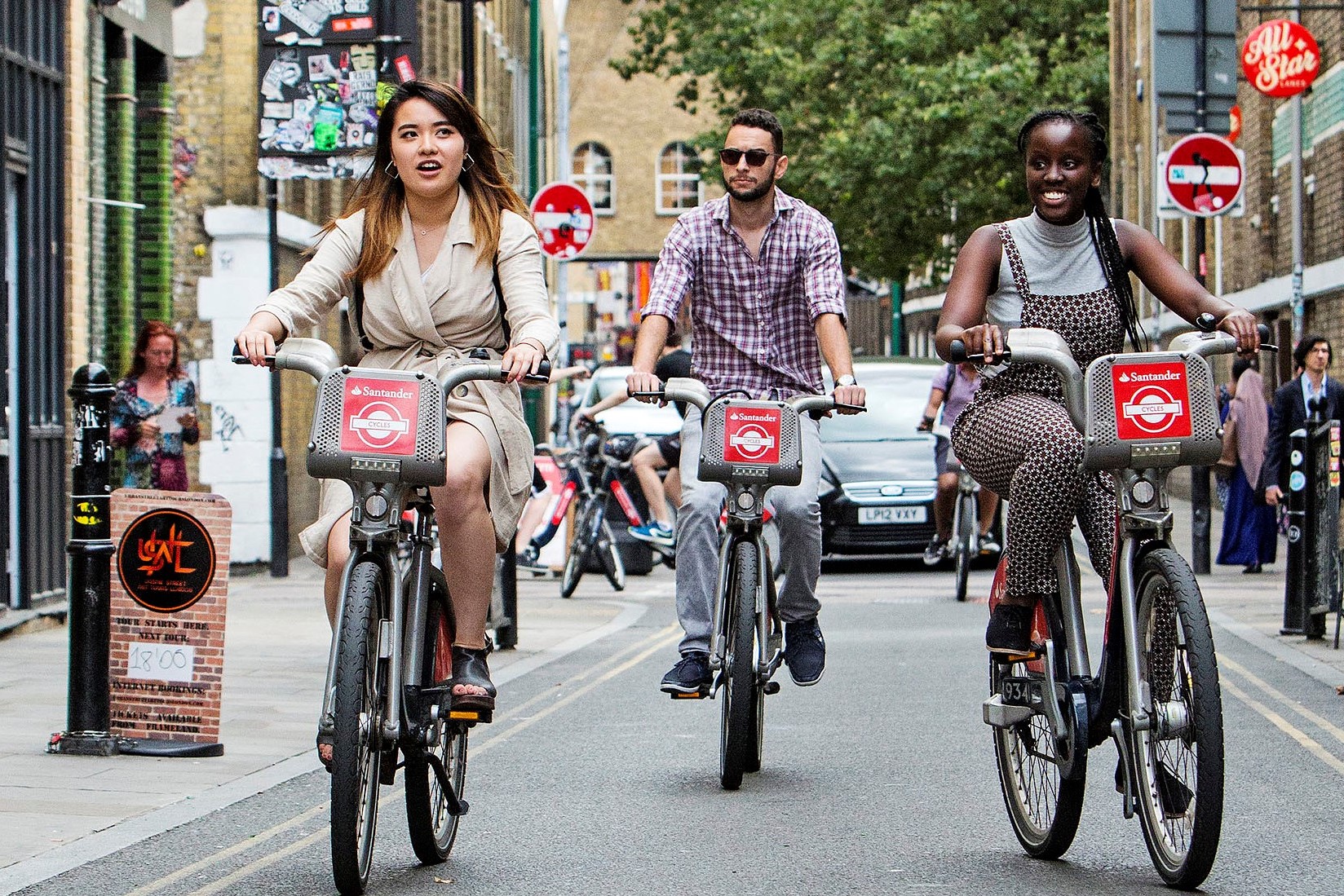 Students on bikes