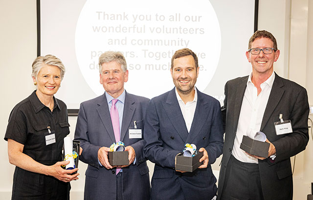 HHJ Heather Baucher, HHJ Simon Freeland, Gregg Burrow, and Mark Pring with their awards