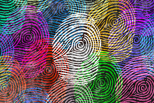 Multi-coloured finger prints