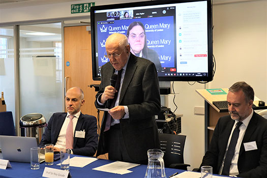 Professor Sir Roy Goode speaking at the signing