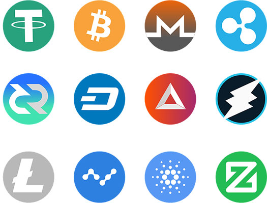 Cryptocurrency logos