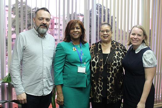 Thomas McManus and Frances Ridout with staff members from the High Wooding Law School