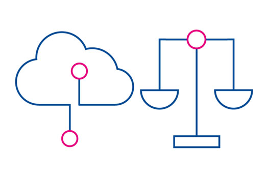 A cloud next to a set of scales