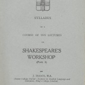 Front Cover of Syllabus, Course of Ten Lectures on Shakespeare's workshop by J Isaac