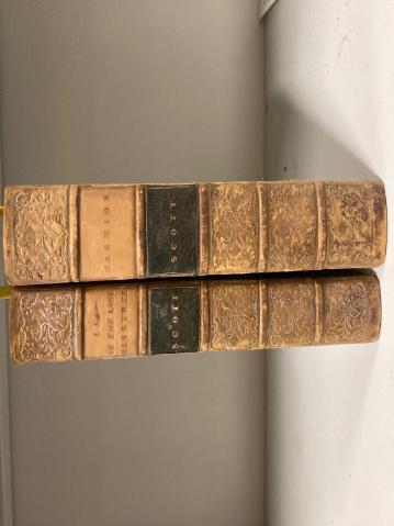 Book spines of Sir Walter Scott's Lay of the Last Minstrel and Marmion