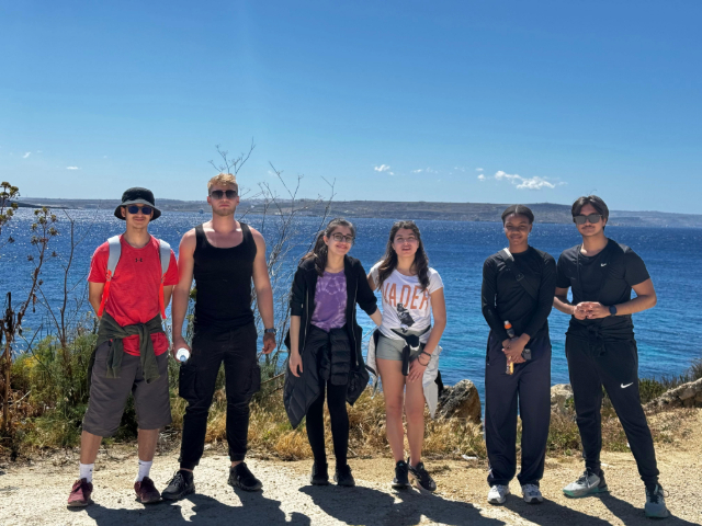 Students taking part in the Gozo Coastal Charity Walk