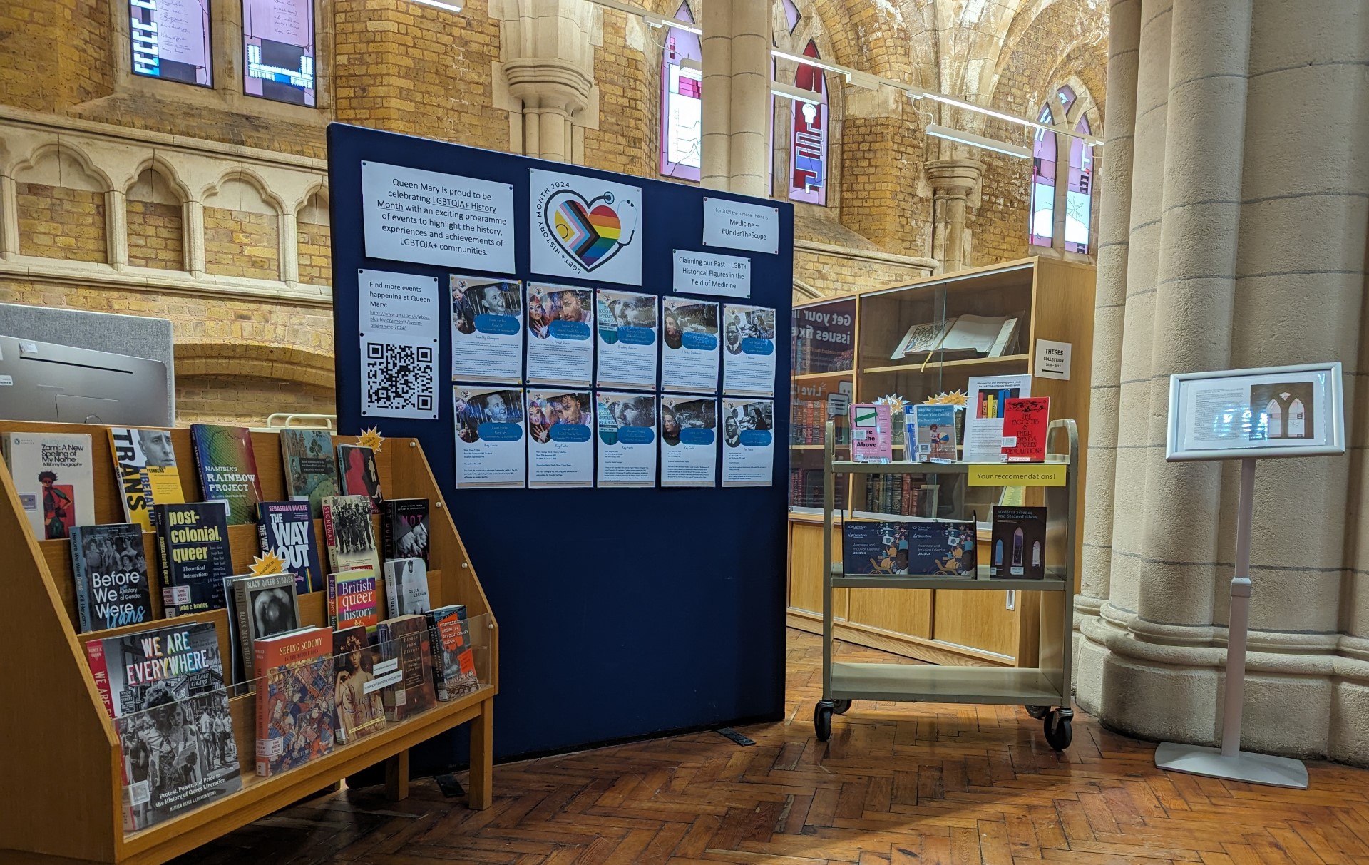 LGBTQIA+ HM book display Whitechapel Library