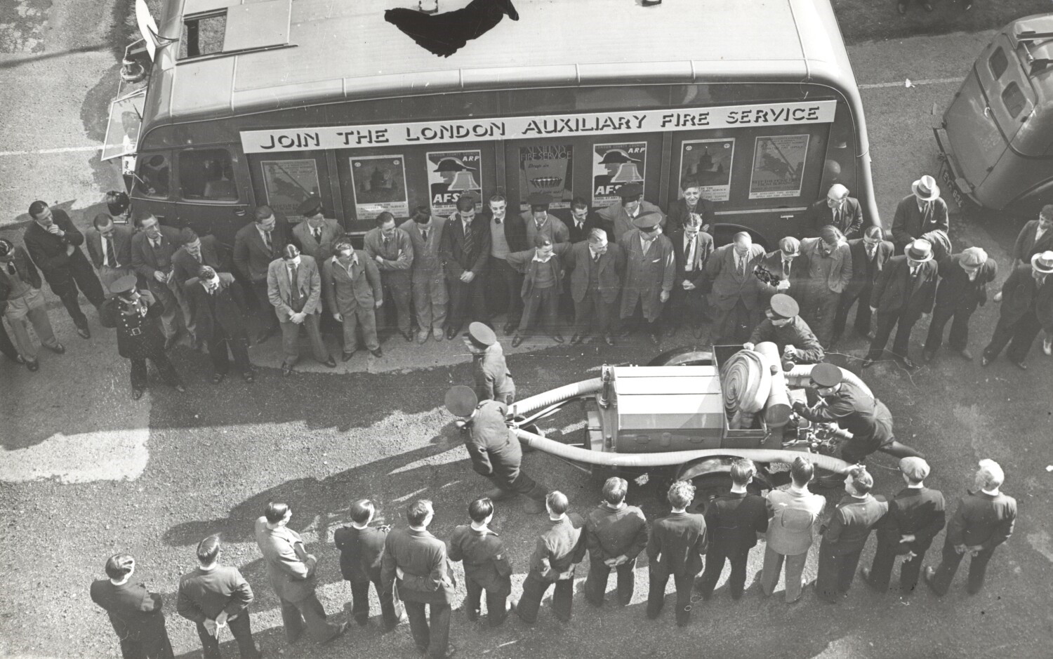 London Auxiliary Fire Service on Queen Mary College’s campus during World War 2