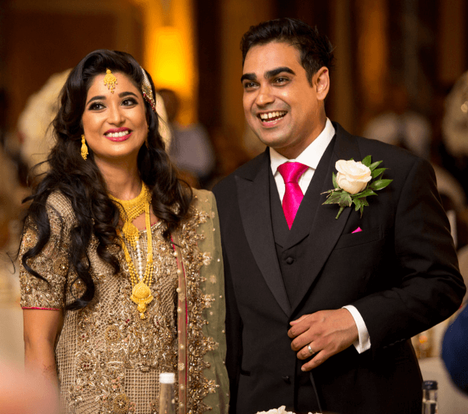 Photo of alumni couple Lillian and Omair on their wedding day