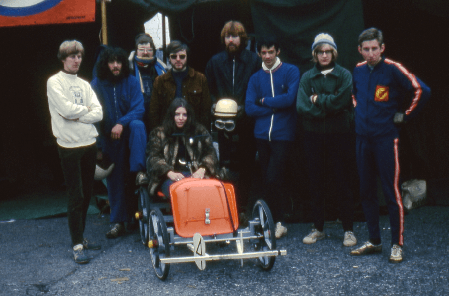 Alumnus Simon Mills with the Pedal Car Society