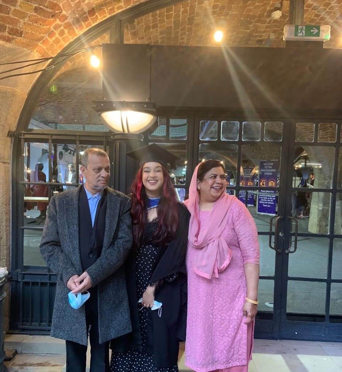 Surraya Chowdhury and her parents at graduation.