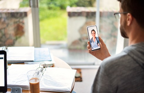 Two people talking in a video call