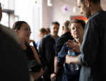 People mingling at a Queen Mary event