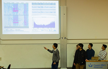 Students presenting their research projects at QMUL