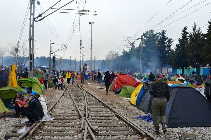 A refugee camp in Idomeni, Greece