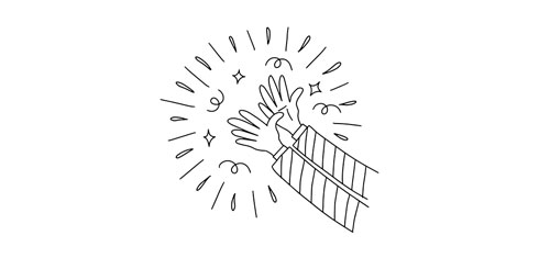 An illustration of hands clapping with sparks