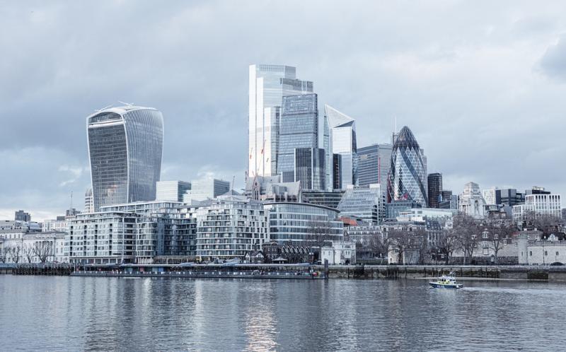 The skyline of the City of London looking across the river from the south