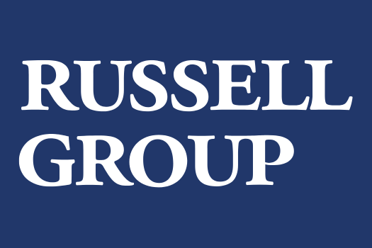 Russell Group in white letters on a bleu background