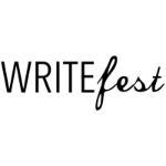 WRITEfest logo, with the WRITE written in capical letters and the fest written in a script font.