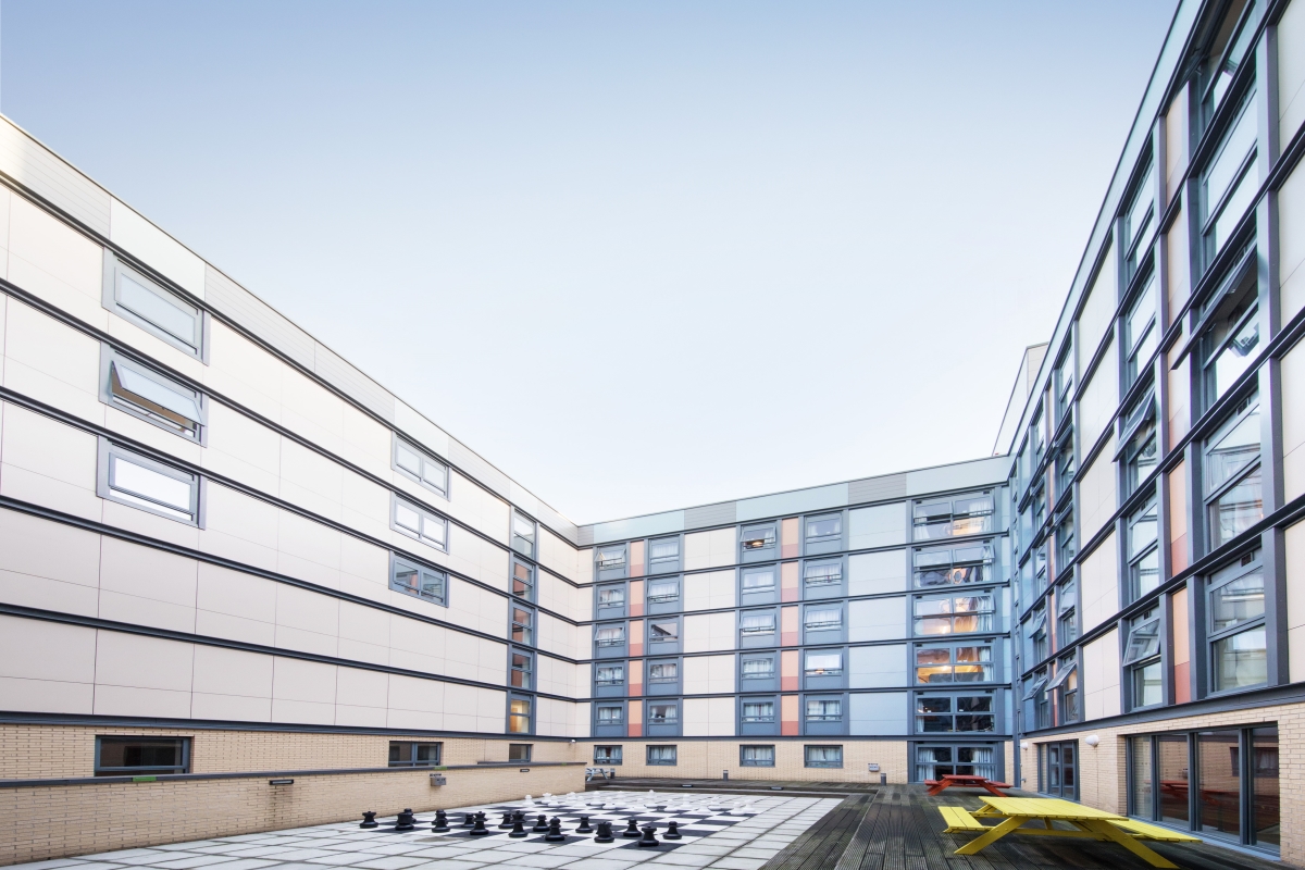 A view of the central courtyard at Blithehale Court