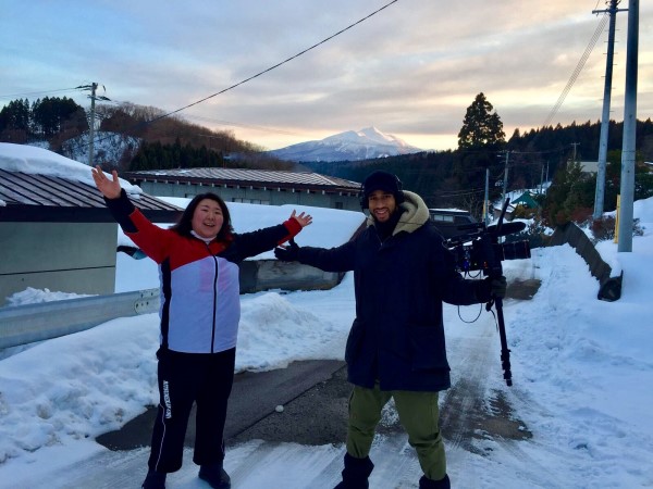 Photo of alumnus, Matt Kay, with Sumo star, Hiyori Kon