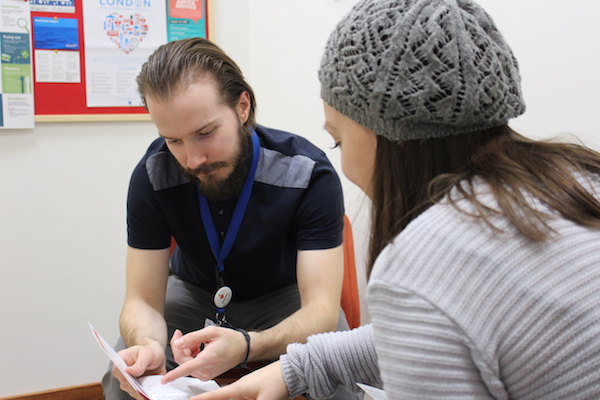 student support officer talking with student