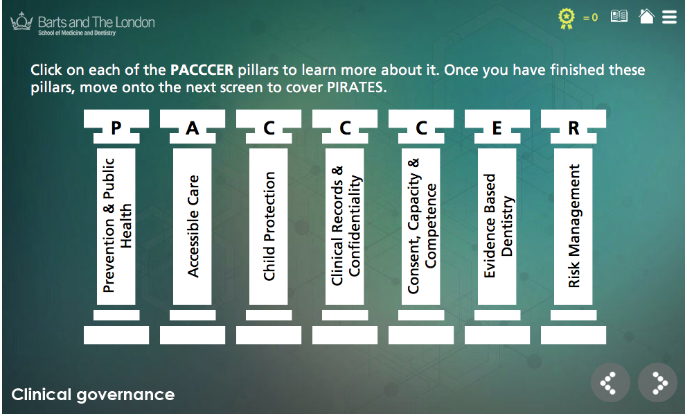 Clinical Governance articulate storyline screen shot