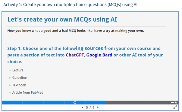 Creating MCQs using AI