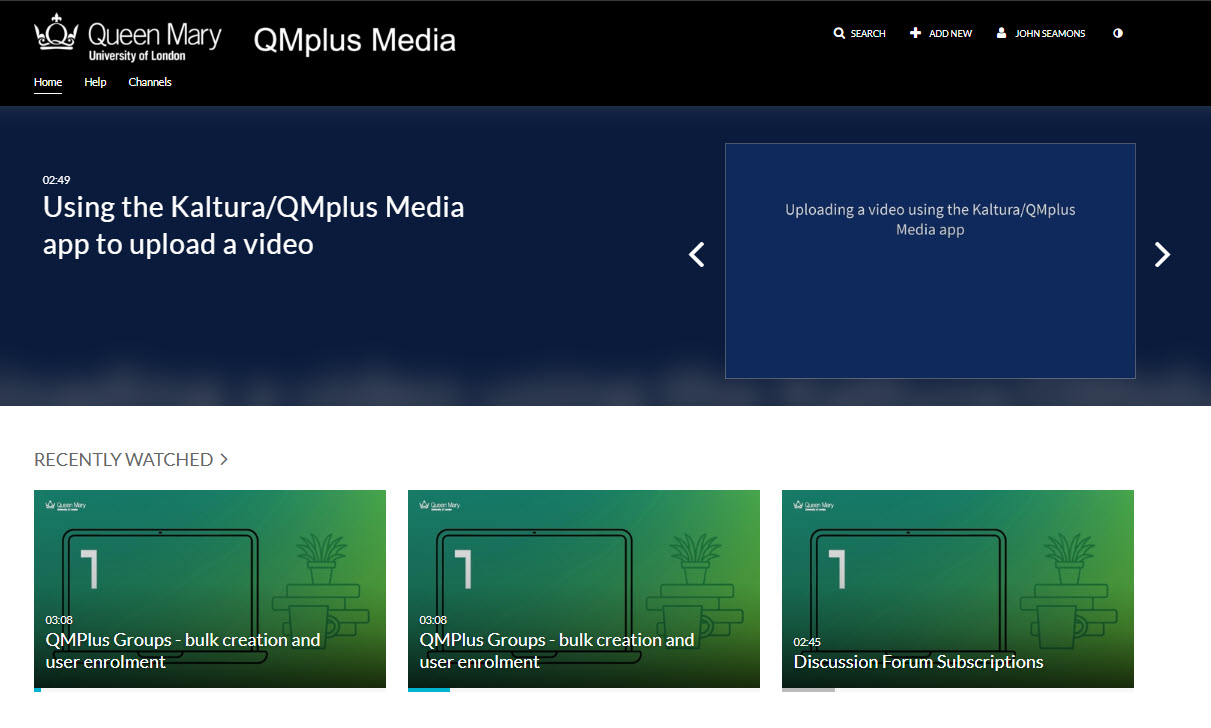 Current QMplus Media site