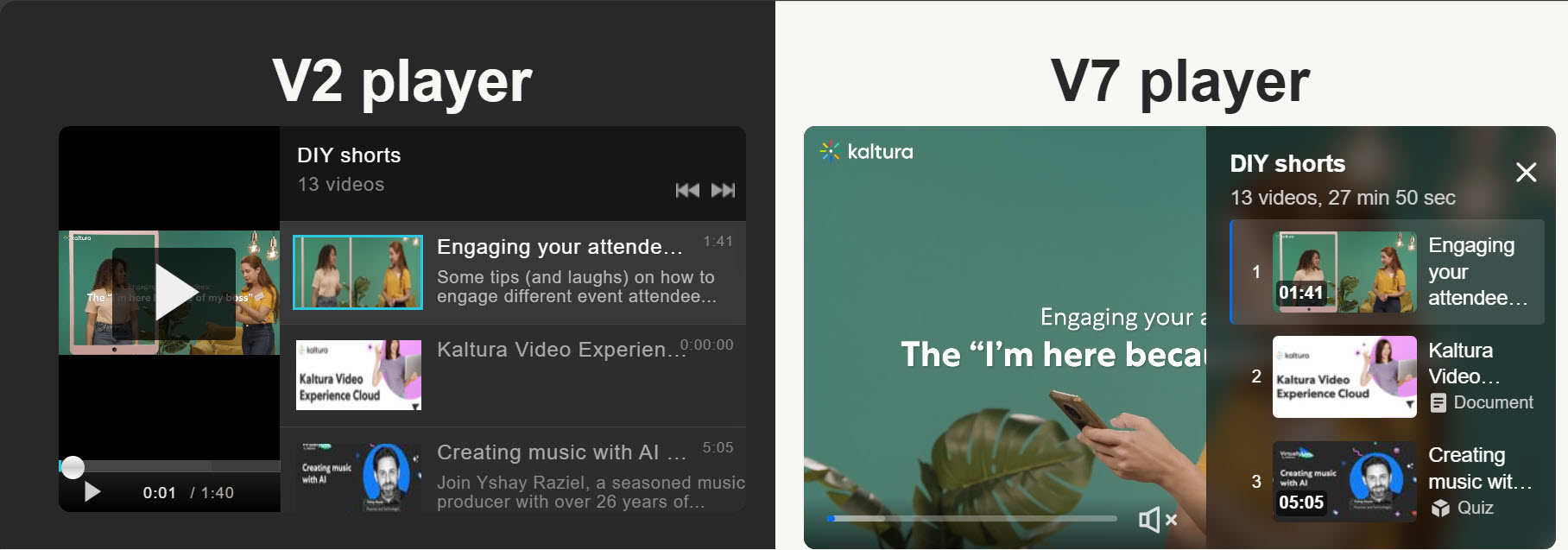 Kaltura playlists in both V2 and V7