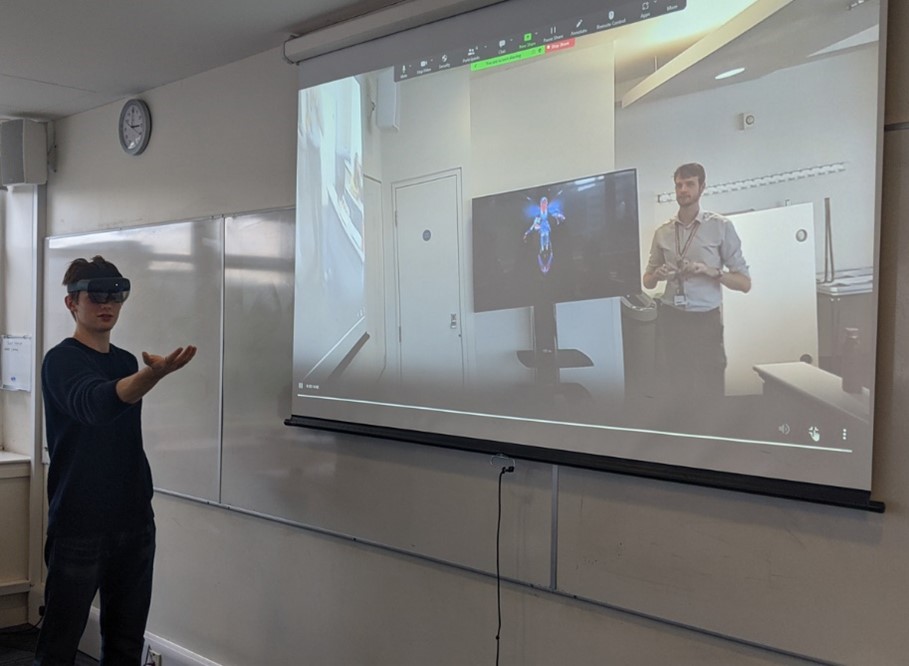 QM student using HoloLens