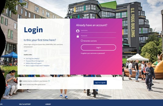 New QMplus login page